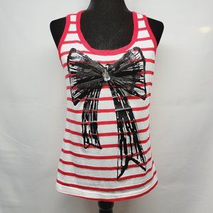 Charlotte Russe Women's Medium Striped Lace Bow Racerback
